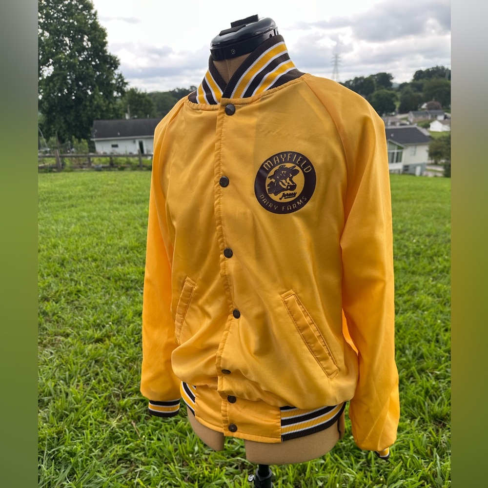 Vintage Mayfield Milk jacket windbreaker. Yellow and brown. Size M. Mean/unisex - Picture 2 of 10